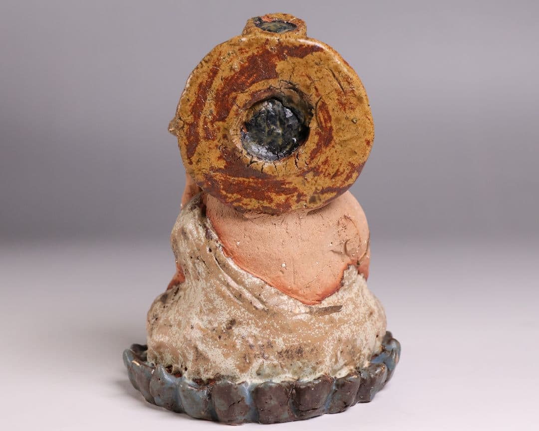 【MB323】陶人形 造形作家 ささきようこ作 供養尊 置物 共箱 土人形 仏像