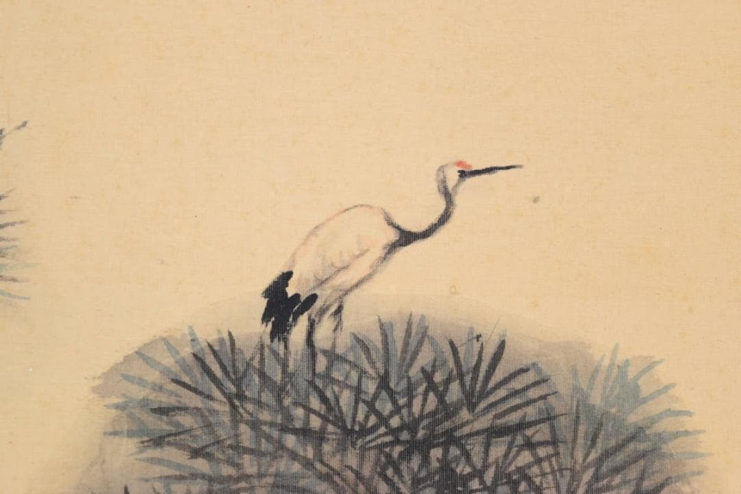 江口雨堂/山水画賛/林和靖/掛軸/名家伝来/AA-985