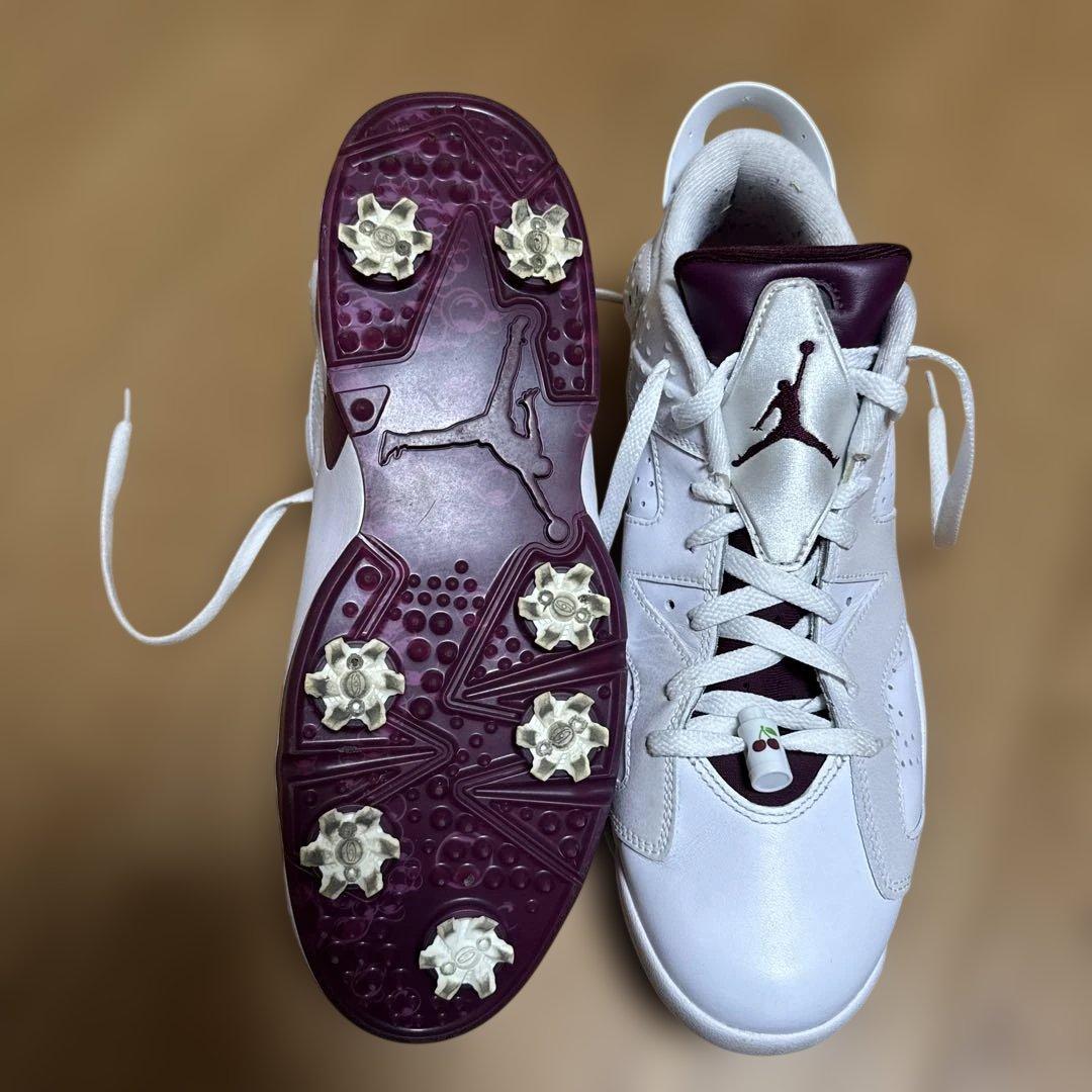 Air Jordan 6 ホワイト/バーガンディ ゴルフシューズ