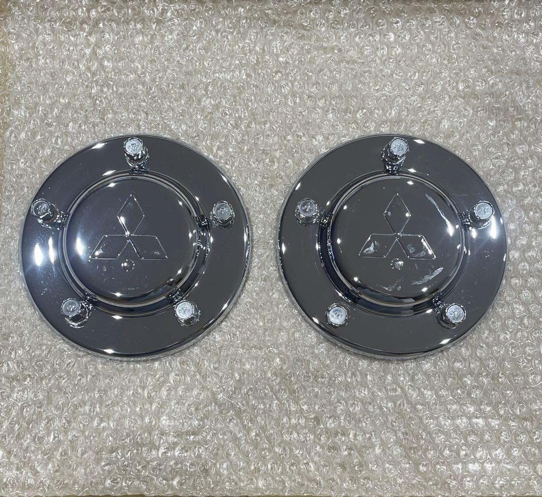 フロントハブカバー 2枚セットボルト付き三菱FUSO国産メッキ高床用 USED品
