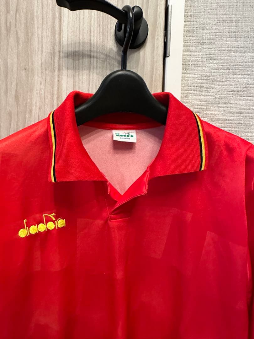 90sディアドラ　ヴィンテージサッカーシャツ　長袖ベルギー代表モデル