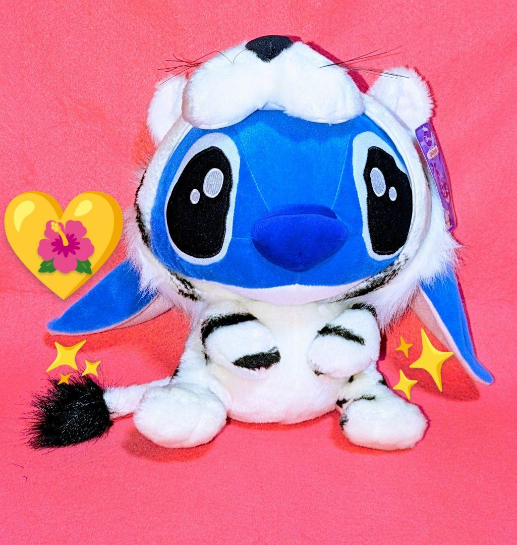 激レア♡スティッチ♡ホワイトタイガー被り物＆スクランプ♡BIGサイズぬいぐるみ♡