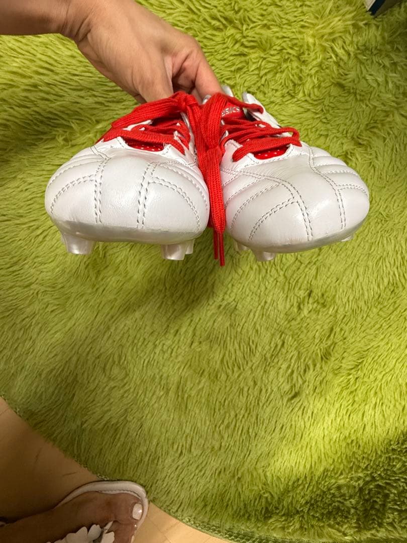 ASICS サッカーシューズ 24.5cm ホワイト/レッド