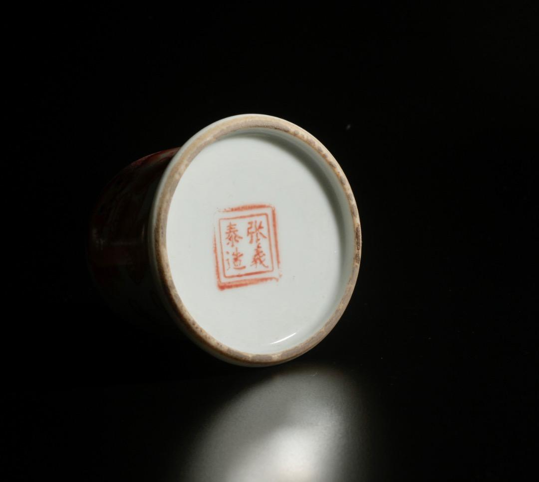 中古 獅子図 水盂 張義泰銘風 太師少保文 中国美術 磁器 文房具 C1A019