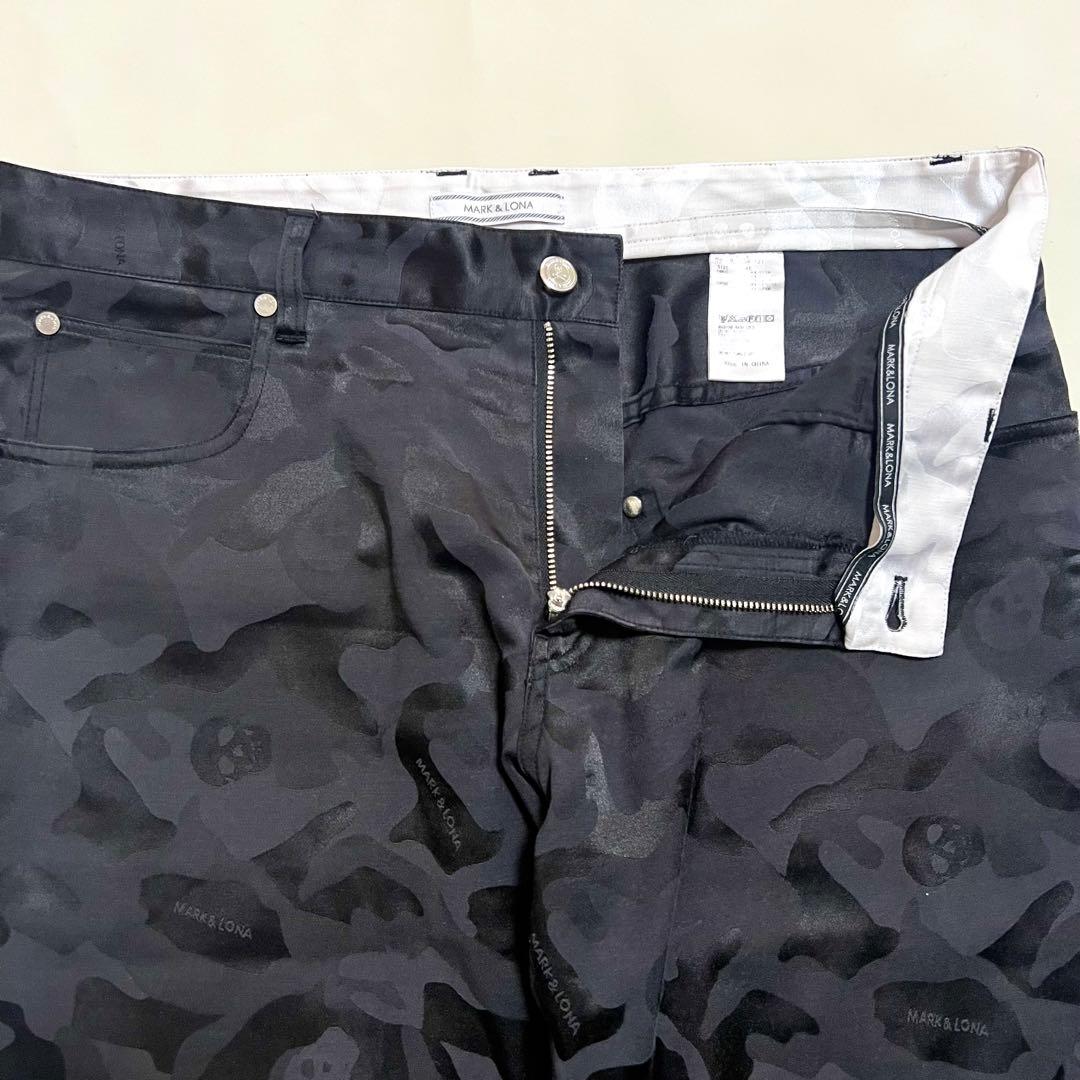 美品 人気 MARK&LONA スカルカモ ジャガード ゴルフ ロングパンツ M