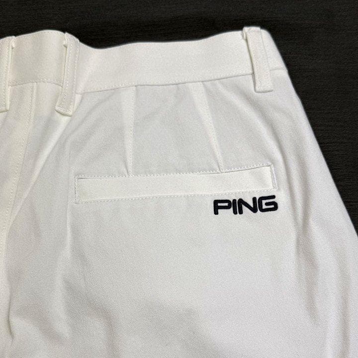 新品 ピン ゴルフ 全方向ストレッチ 2タック テーパードパンツ 秋冬 白 LL