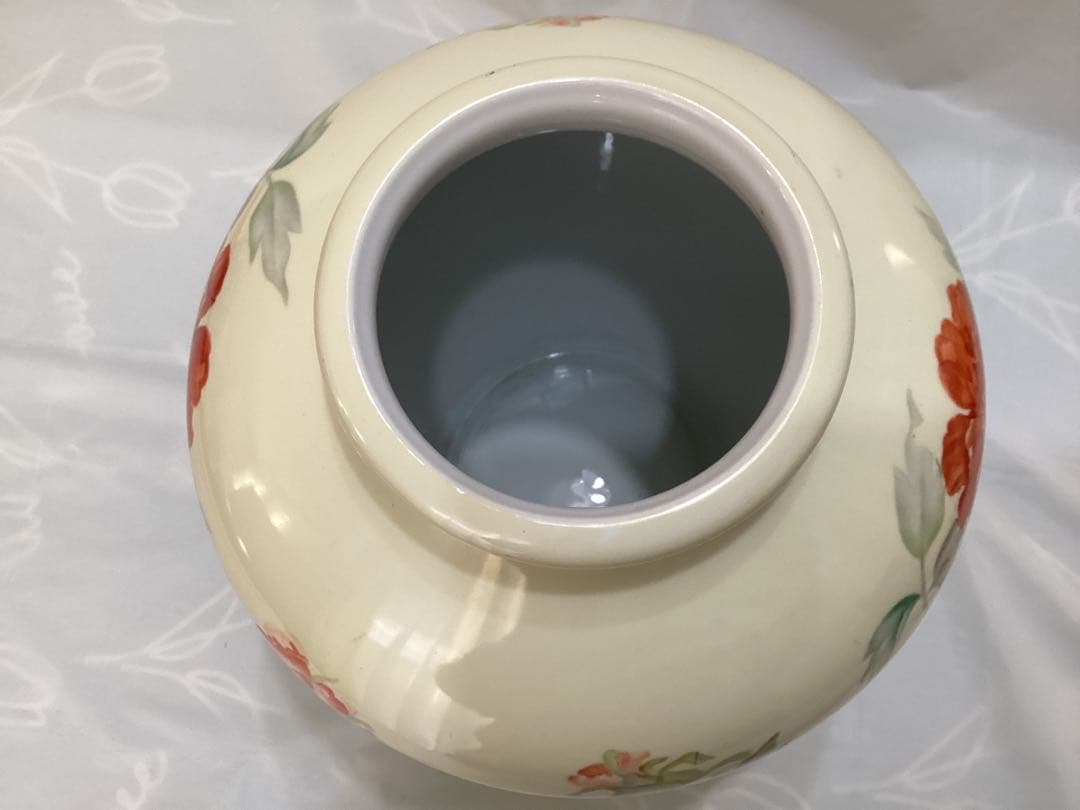 オールドノリタケ　日陶印　月桂樹　大輪牡丹花柄陶器花瓶　ビンテージ　昭和レトロ