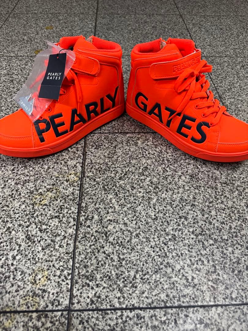 新品PEARLY GATES オレンジ ハイカットシューズ