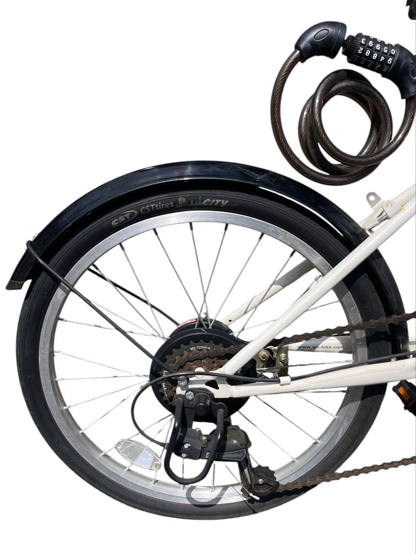PANGAEA 折りたたみ自転車 ホワイト ノーパンクタイヤ