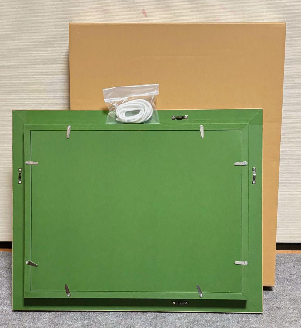 【F4号】手描き油彩　山下清【長岡の花火】額縁　未使用額　サイン　落款　共シール