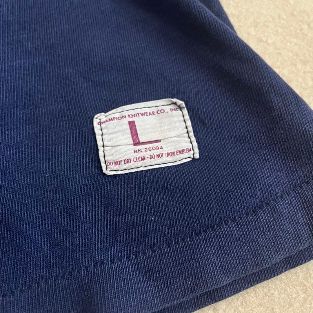 【L】60s champion フットボールTシャツ ネイビー タタキタグ