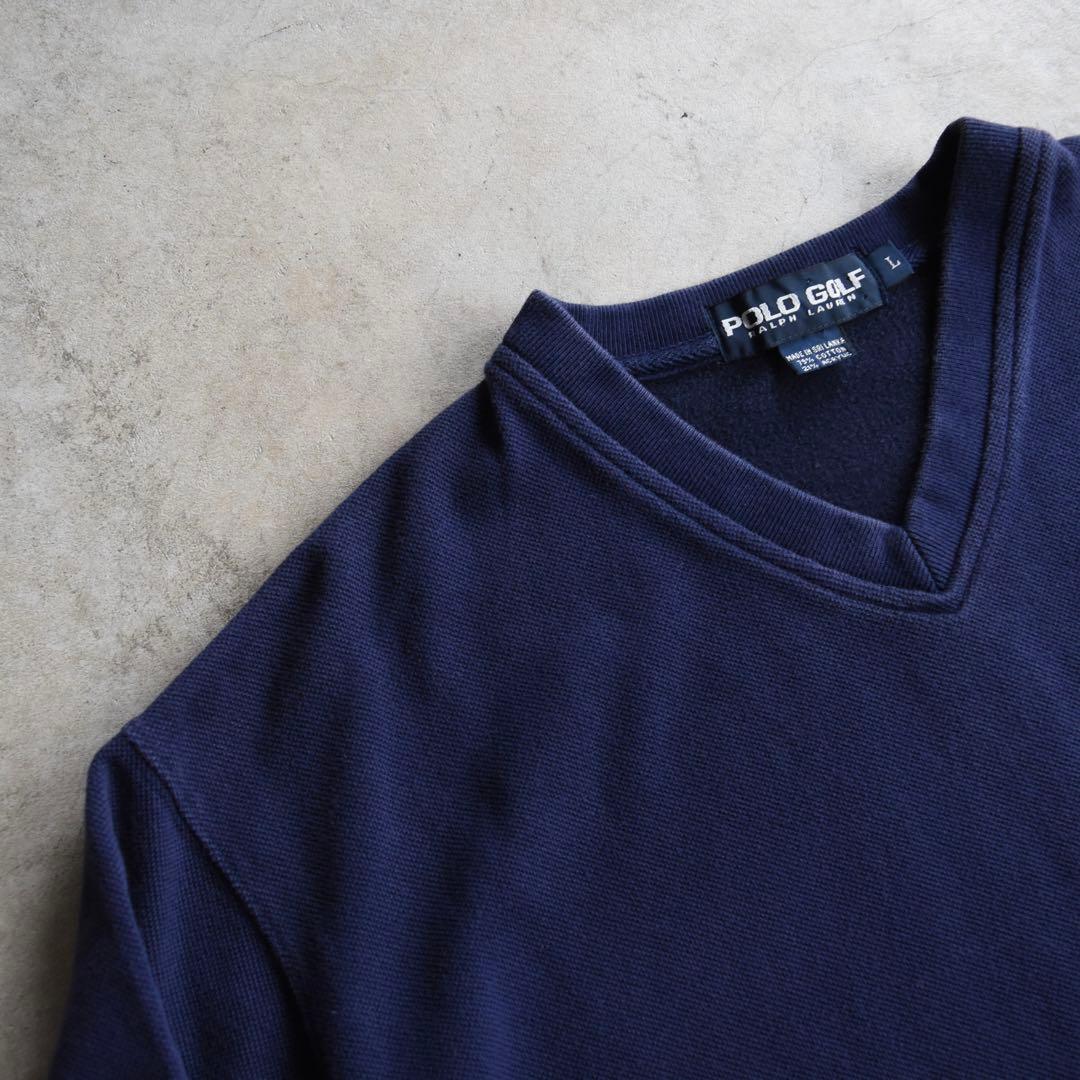 90s POLO GOLF ラルフ ポロゴルフ 鹿の子スウェット L ネイビー