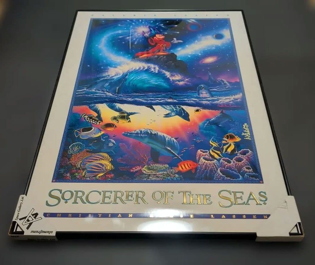 ディズニー　魔法使いの弟子　ミッキー　額入り　65×95センチ