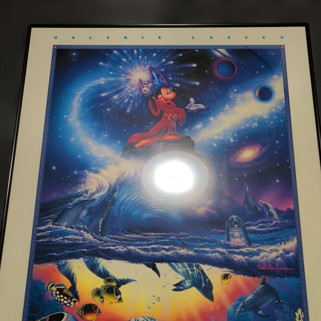 ディズニー　魔法使いの弟子　ミッキー　額入り　65×95センチ