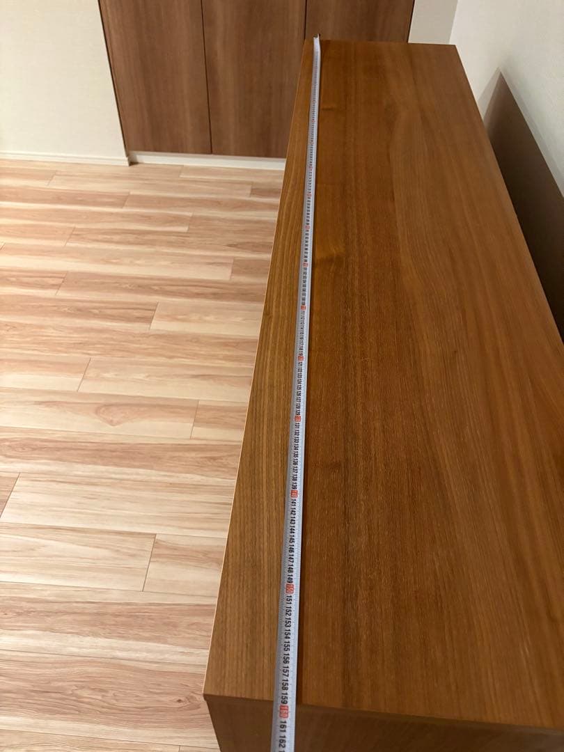 サイドボード　木目調 3扉キャビネット 約160cm