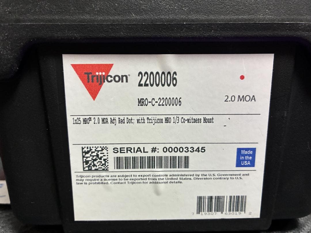 【実物】Trijicon MRO 2.0MOA 光学サイト 純正カバー付き