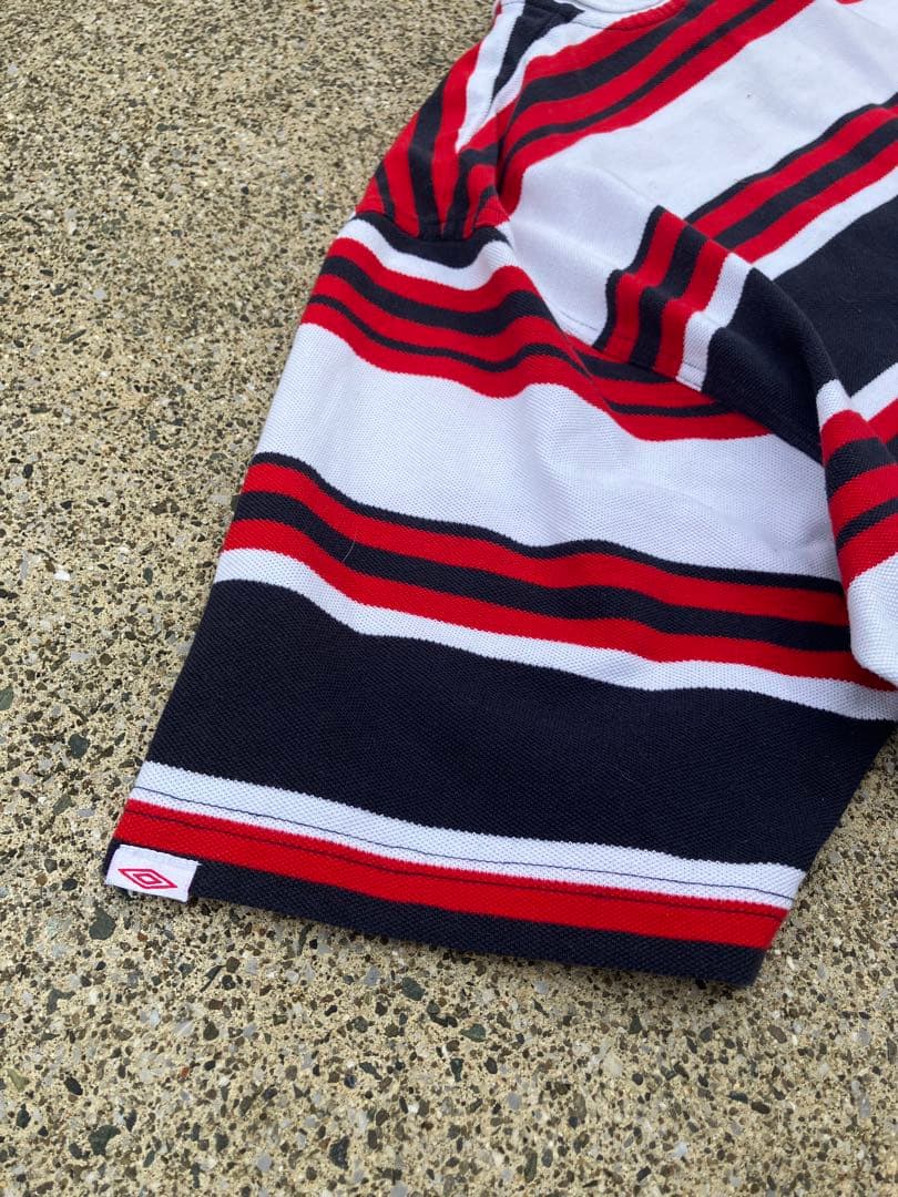 【希少デザイン】アンブロxイングランド代表 ボーダーポロシャツ 2XL