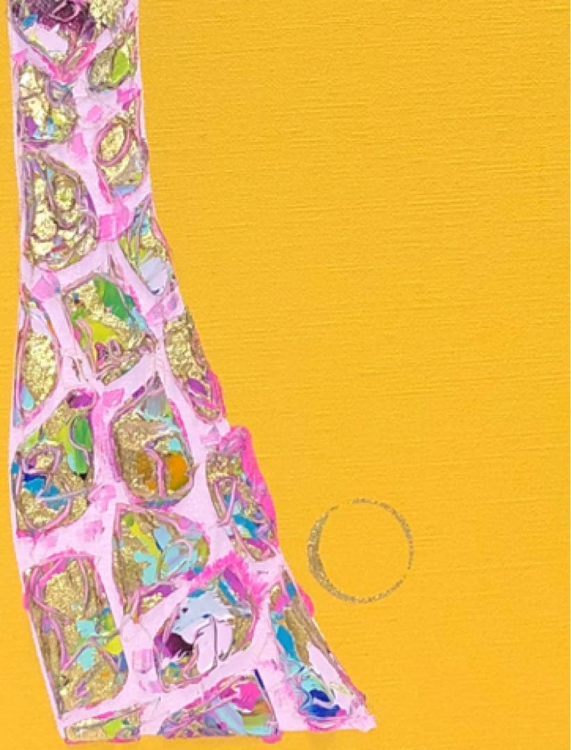 油絵　一点物　キリン　イエロー　北欧　ポップ　アート　インテリア　M8