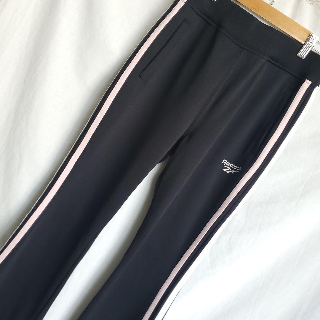 Reebok リーボック フレアジャージパンツ 黒 ラインパンツ