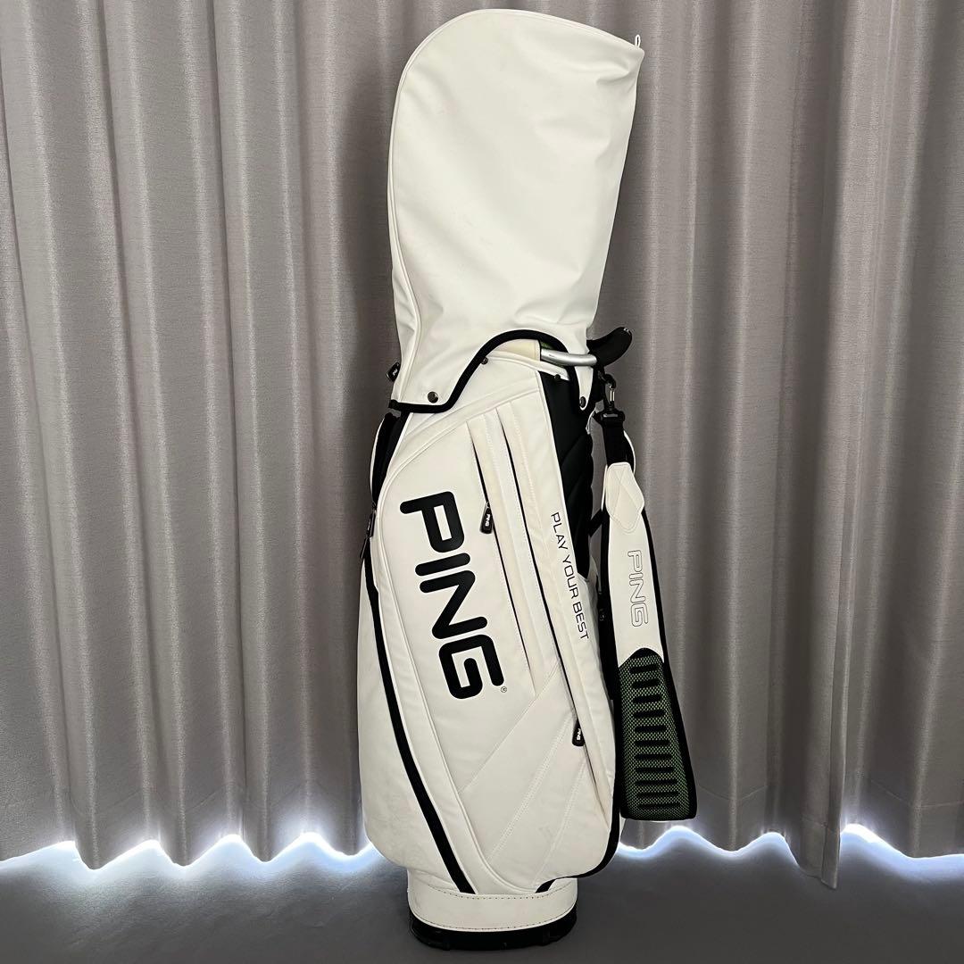 PING ピン　キャディバッグ ゴルフ　レザー　ホワイト　白　5分割　ロゴ