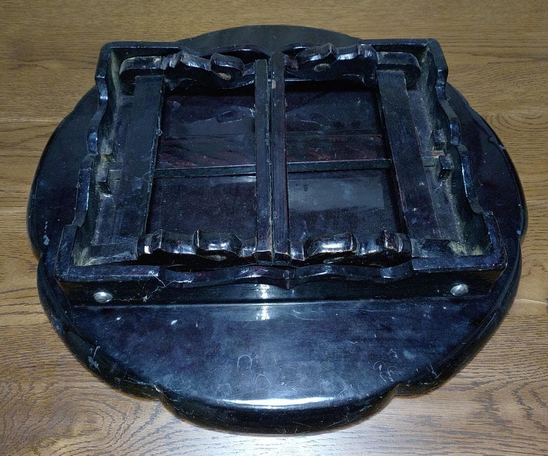 ■韓国 螺鈿細工 丸座卓 ローテーブル アンティーク ちゃぶ台 折りたたみ机