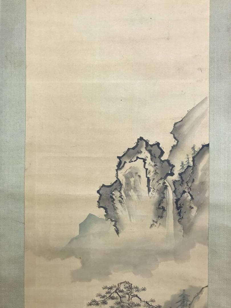 模写/狩野伊川院/楼閣山水図/掛軸/名家伝来/AH-786