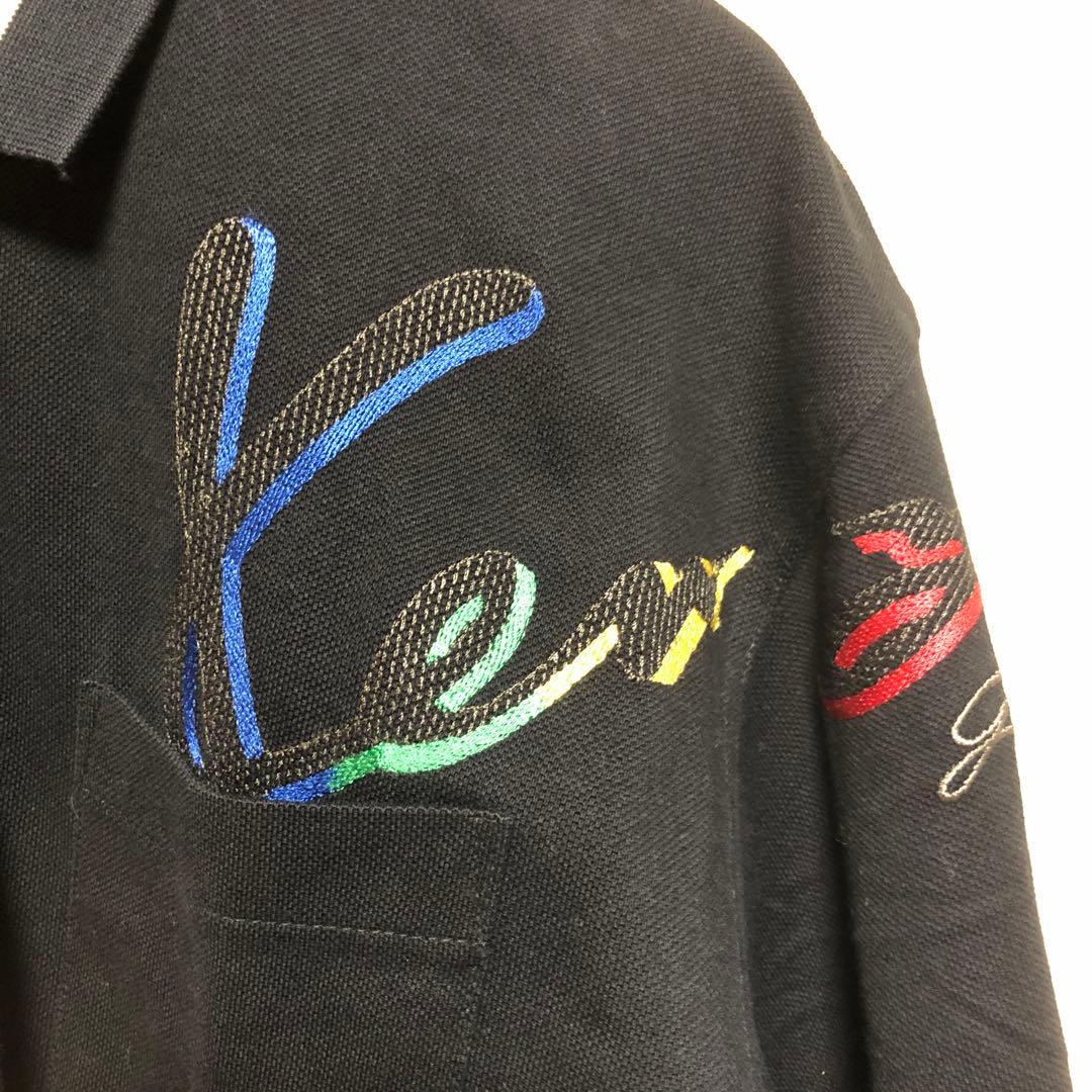 極美品　90s KENZO GOLF 刺繍ロゴ　長袖ポロシャツ　メンズXL