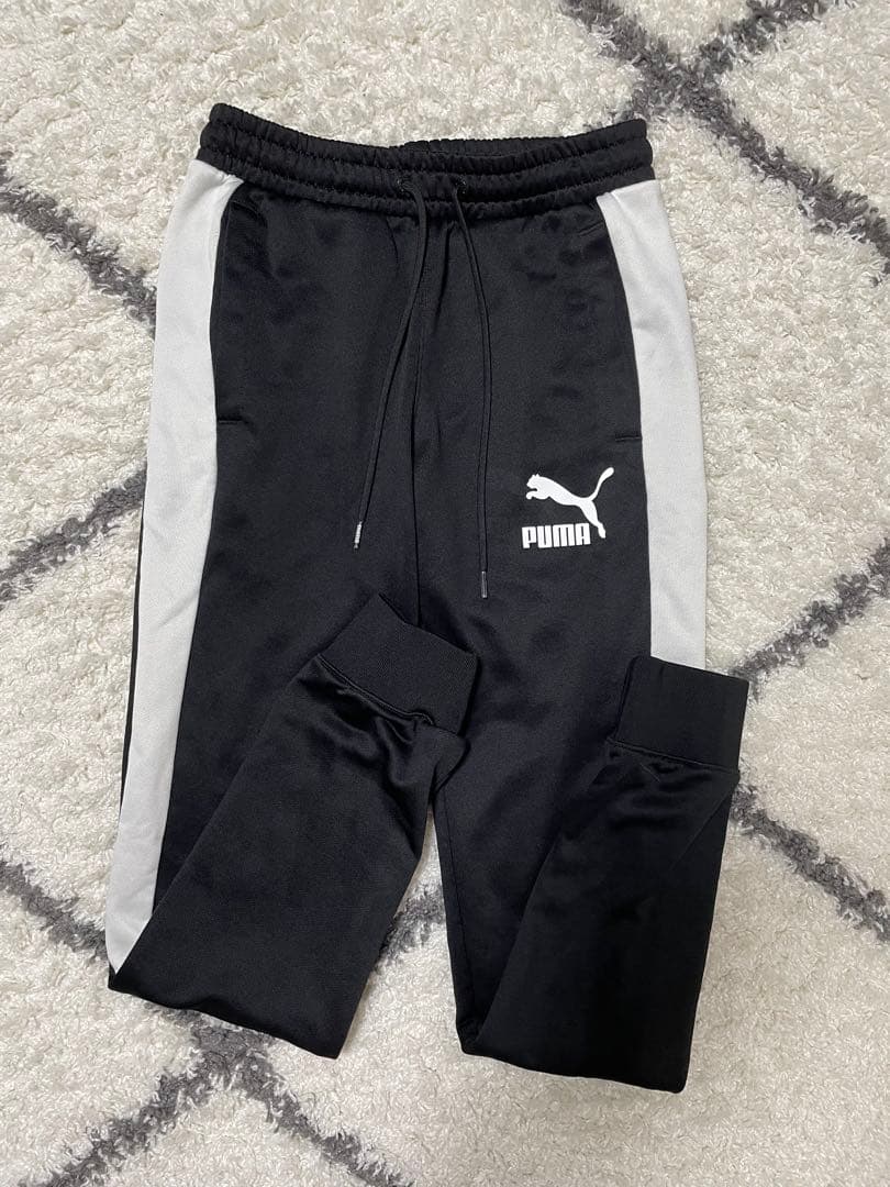 PUMA サイドストライプ ジャージパンツ S ブラック/グレー