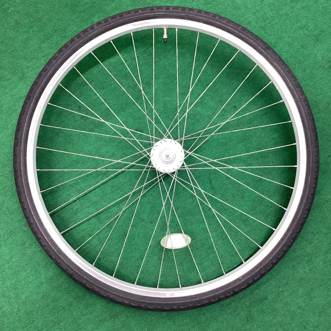 前ホイール　700x42c　ハブダイナモ　フロント　前　ON　自転車　タイヤ付