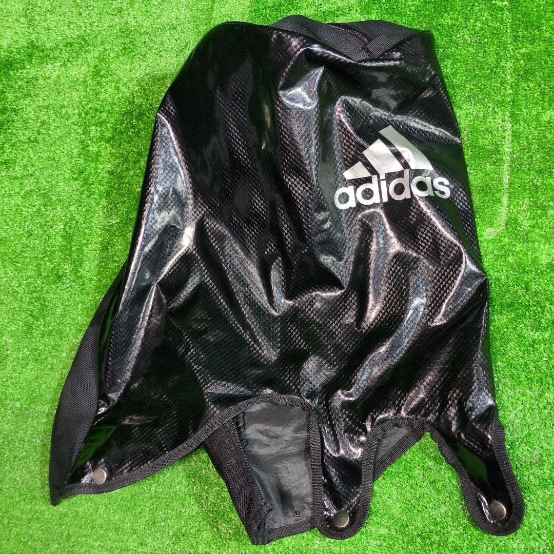 adidas キャディバッグ フードカバー付 ブラック/グリーン　エナメル調