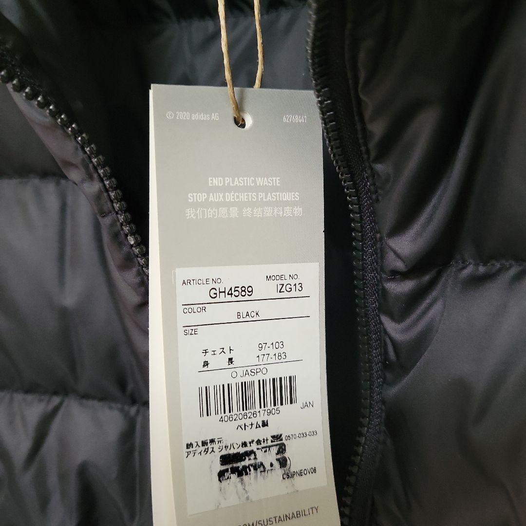 新品、未使用品、アディダス中綿ダウン、サイズＬＬ、カラー黒