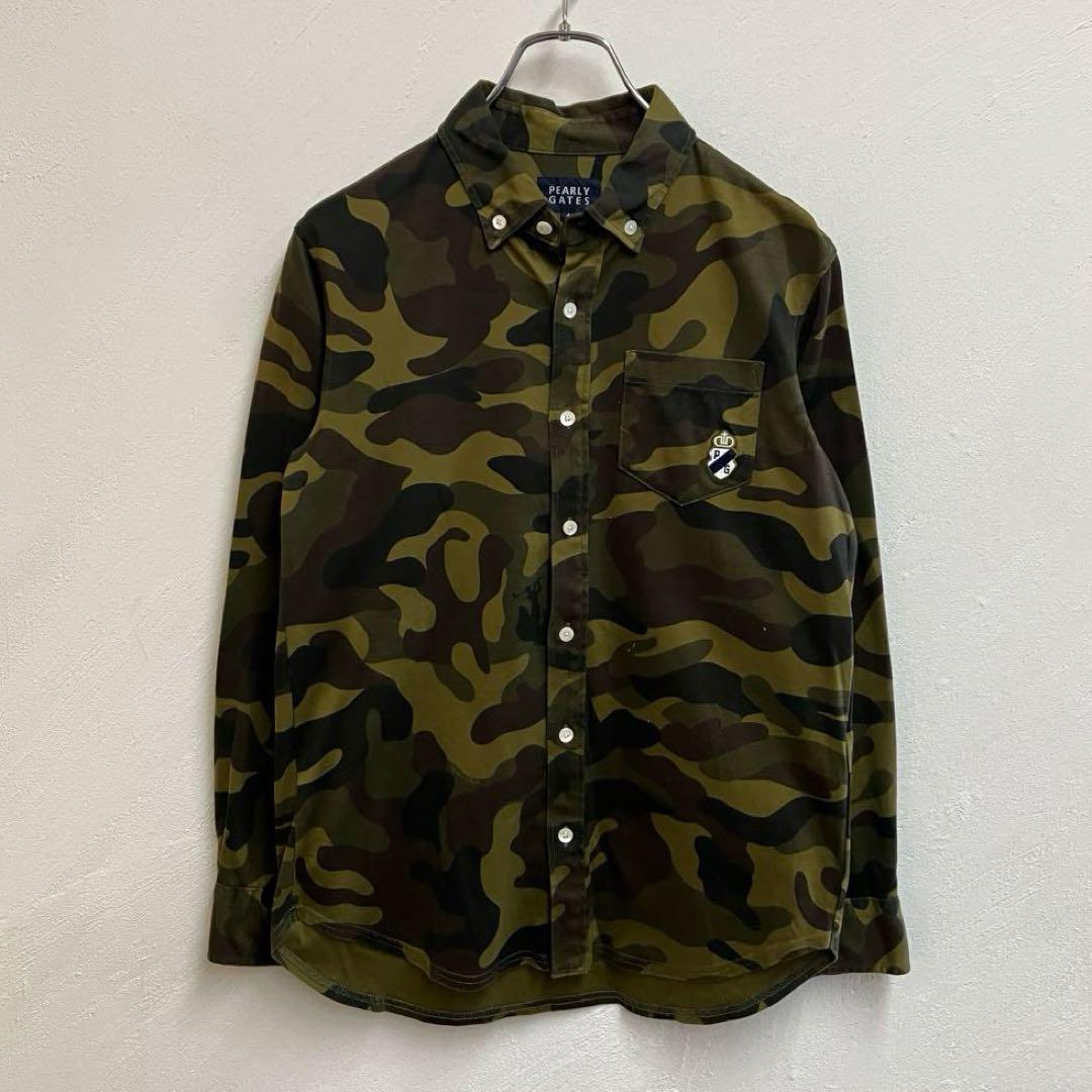 美品 PEARLY GATES カモフラ BDシャツ 迷彩 パーリーゲイツ