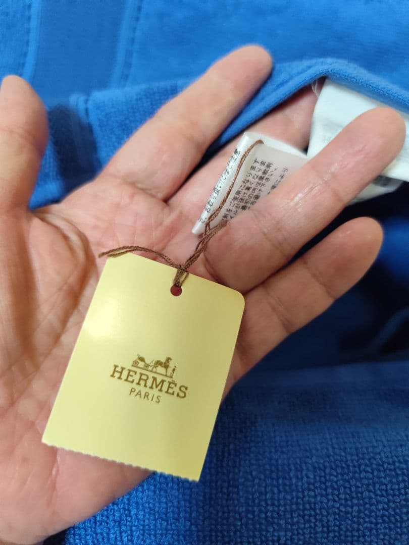 HERMES 青 ビーチタオル 100%コットン大判ヨッティング