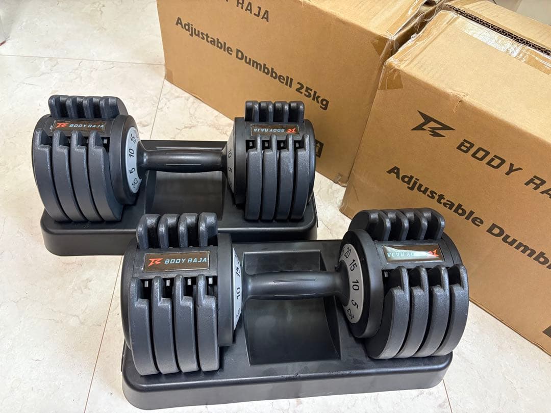 BODY RAJA 可変式ダンベル 25kg×2個セット アジャスタブルダンベル