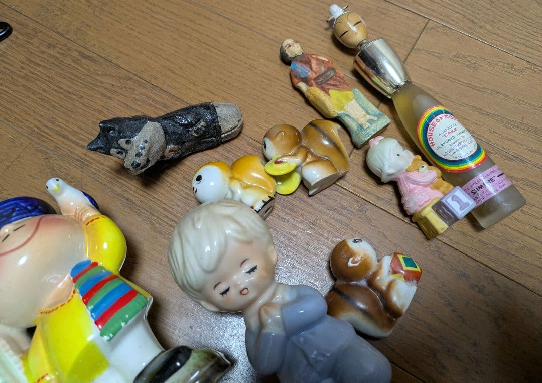 陶器のフィギュアセット　汽車土瓶　佃公彦　銀行　リス　のらくろ　バラ売り可レトロ