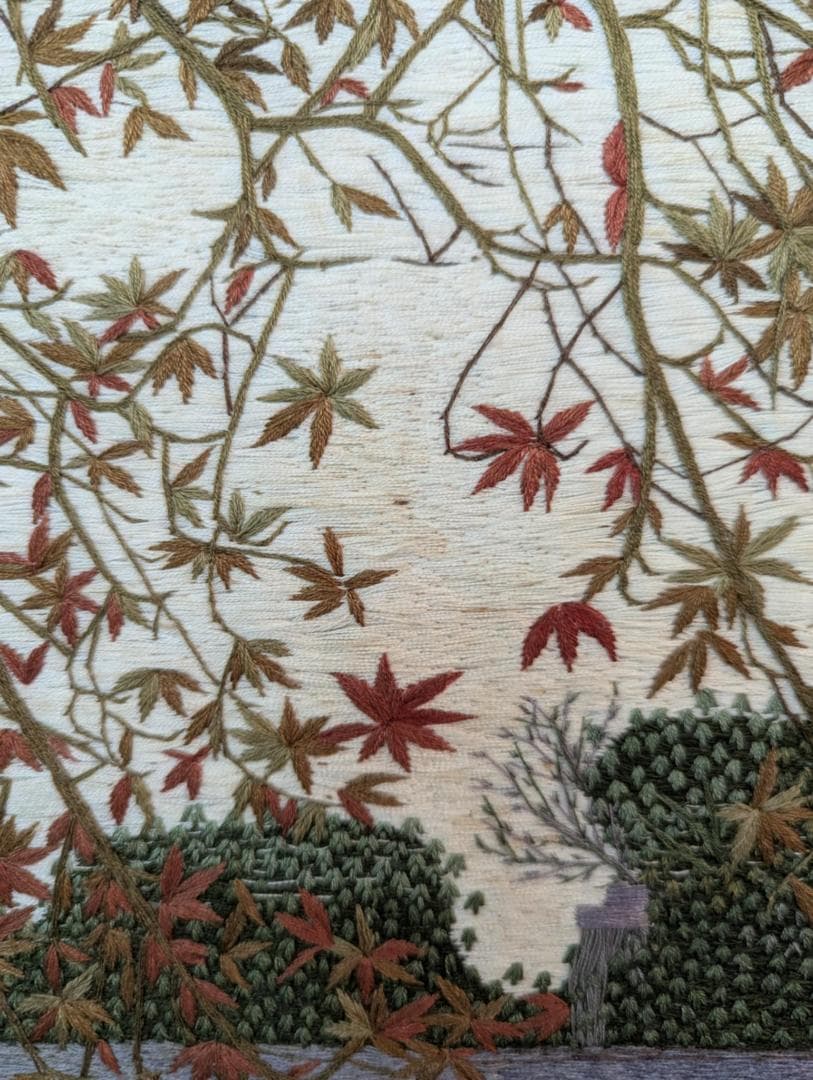 ベトナム刺繍　刺繍絵　絵画　川辺 横約50㎝×縦70㎝