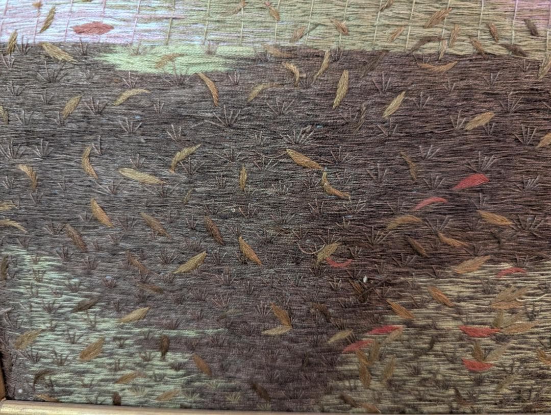 ベトナム刺繍　刺繍絵　絵画　川辺 横約50㎝×縦70㎝