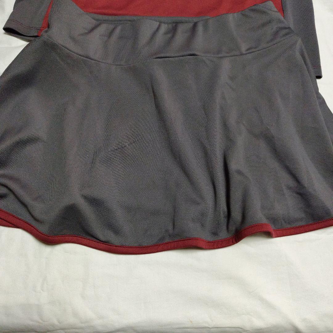 FILA テニスウェア Lサイズ 赤 グレーセットアップてす。