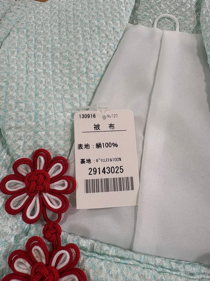 新品　七五三　3歳用　女児　正絹　被布　総絞り　水色　正月　節句