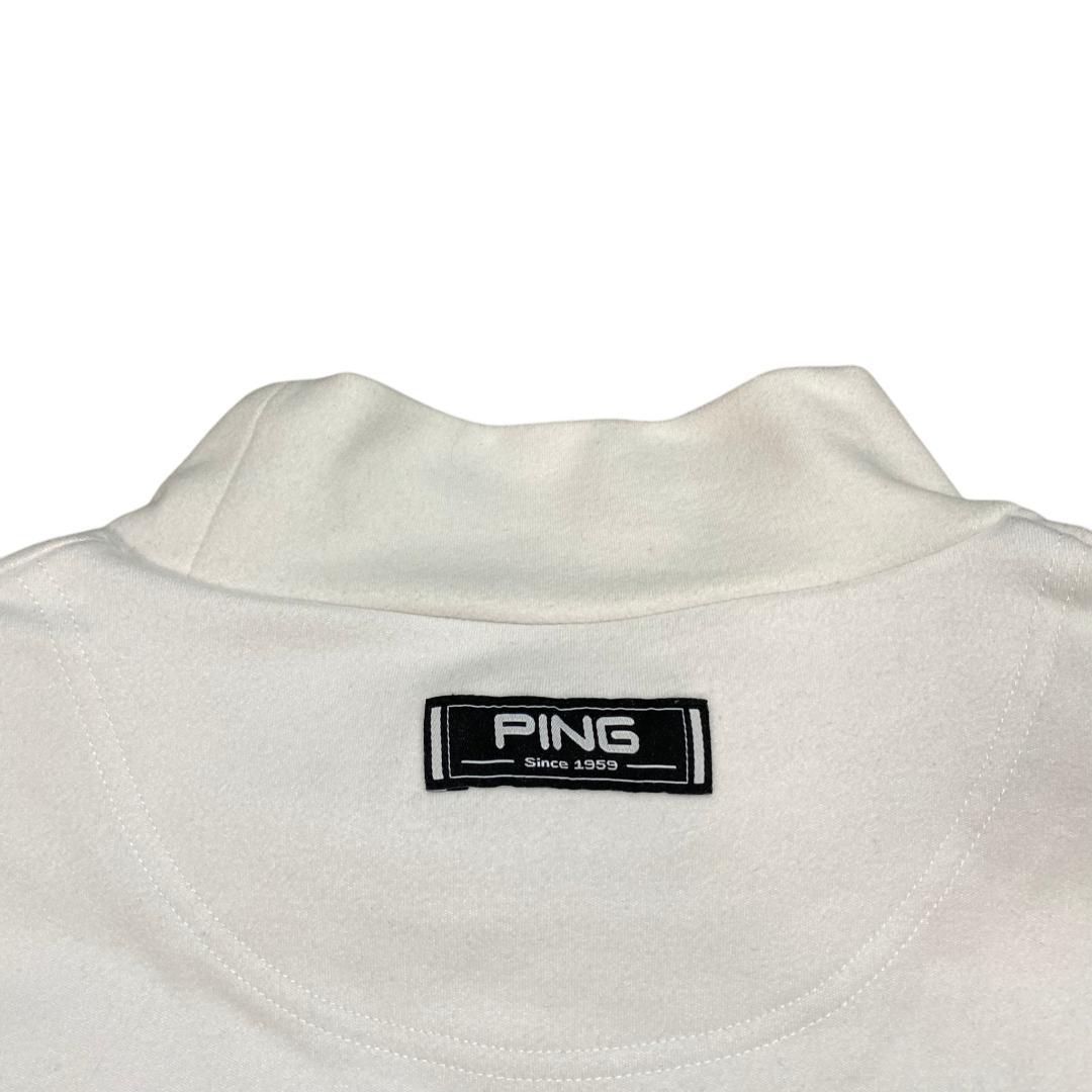 PING ピン 長袖 ストレッチ モックネック シャツ M ホワイト ゴルフ
