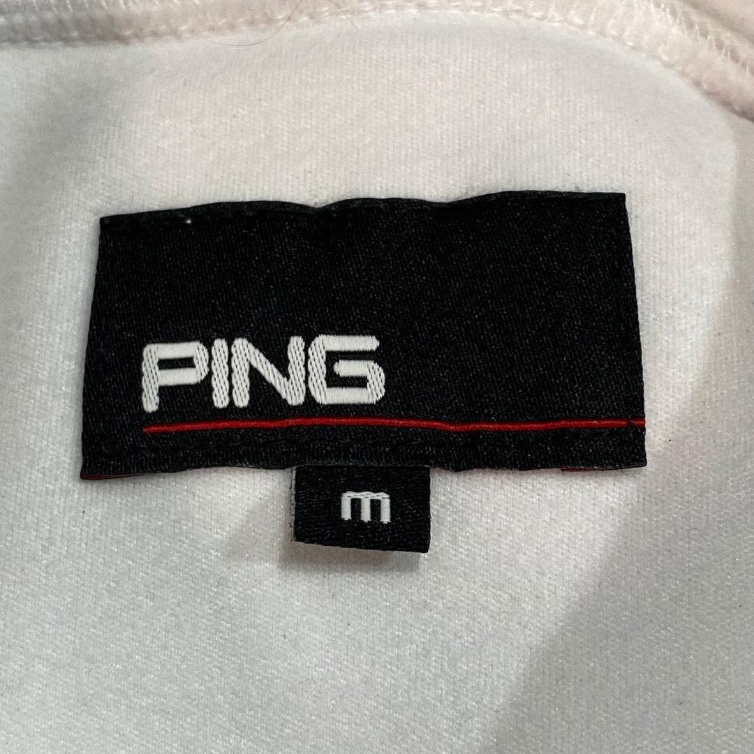 PING ピン 長袖 ストレッチ モックネック シャツ M ホワイト ゴルフ