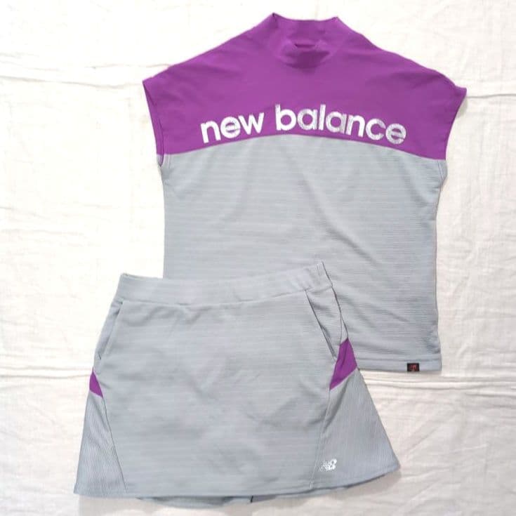 美品　new balance ゴルフウェアセット 紫×グレー　サイズ1
