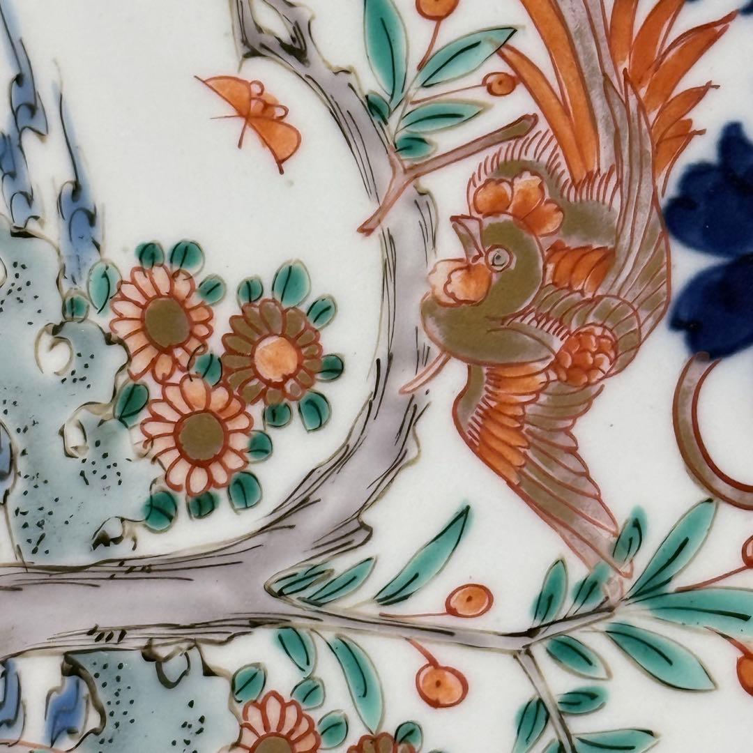 古伊万里　色絵花鳥図大皿　一尺八寸　直径55cm　圧倒底な存在感◎　送料無料！