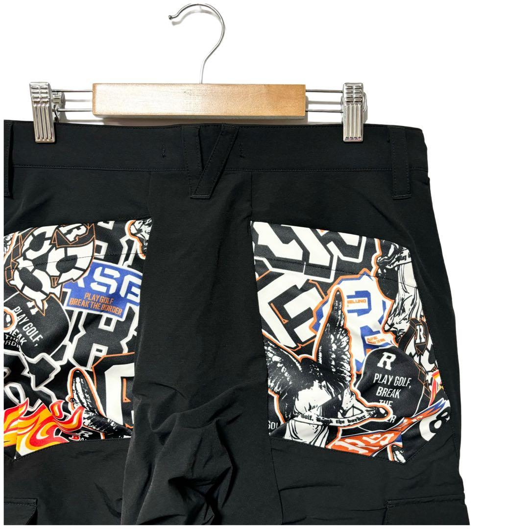 新品 ラッセルノ ゴルフ カーゴ ロングパンツ ブラック カーゴパンツ M 4