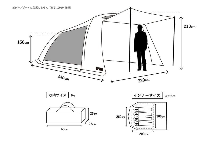 【TOKYO CRAFTS】テンビ シェルター／専用ルーフセット（グレー）