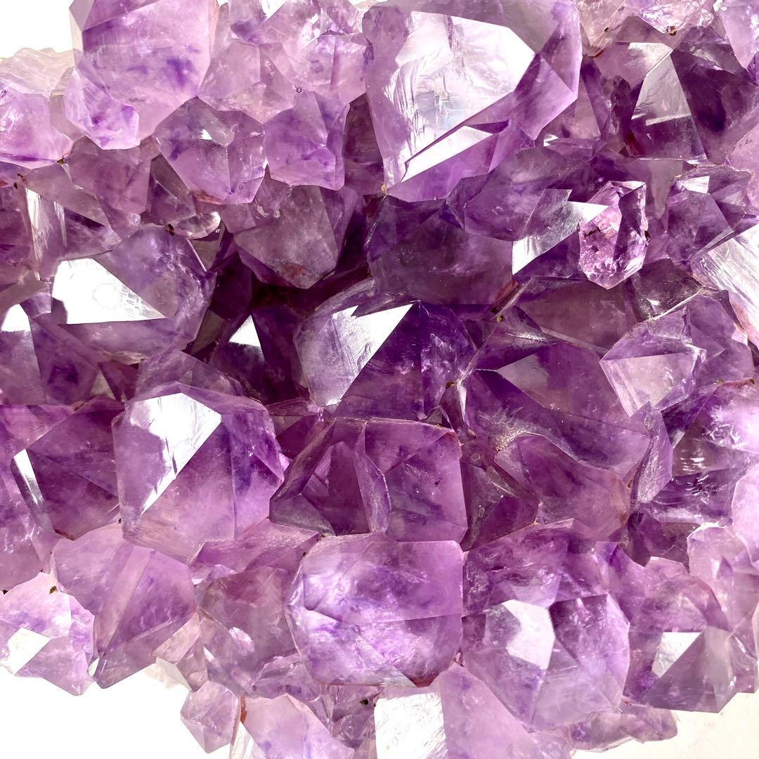 高品質 アメジスト クラスター 2300g美結晶☆美極濃紫 木製台座付き