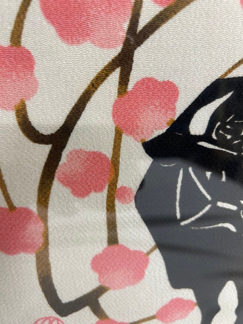 和風　牛の絵　桜の花　額　絵画　木製