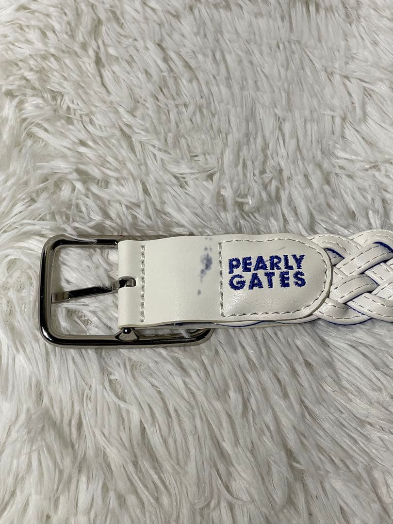 PEARLY GATES リバーシブル 編み込みベルト ゴルフ　ホワイト ブルー