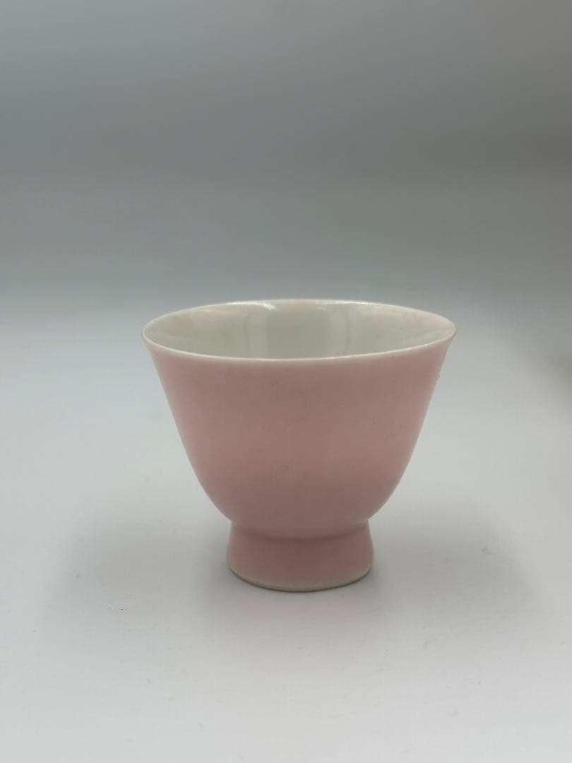 大幅値下げ！　平安　三浦竹泉　煎茶碗　中国美術　ピンク色　珍品　5客セット