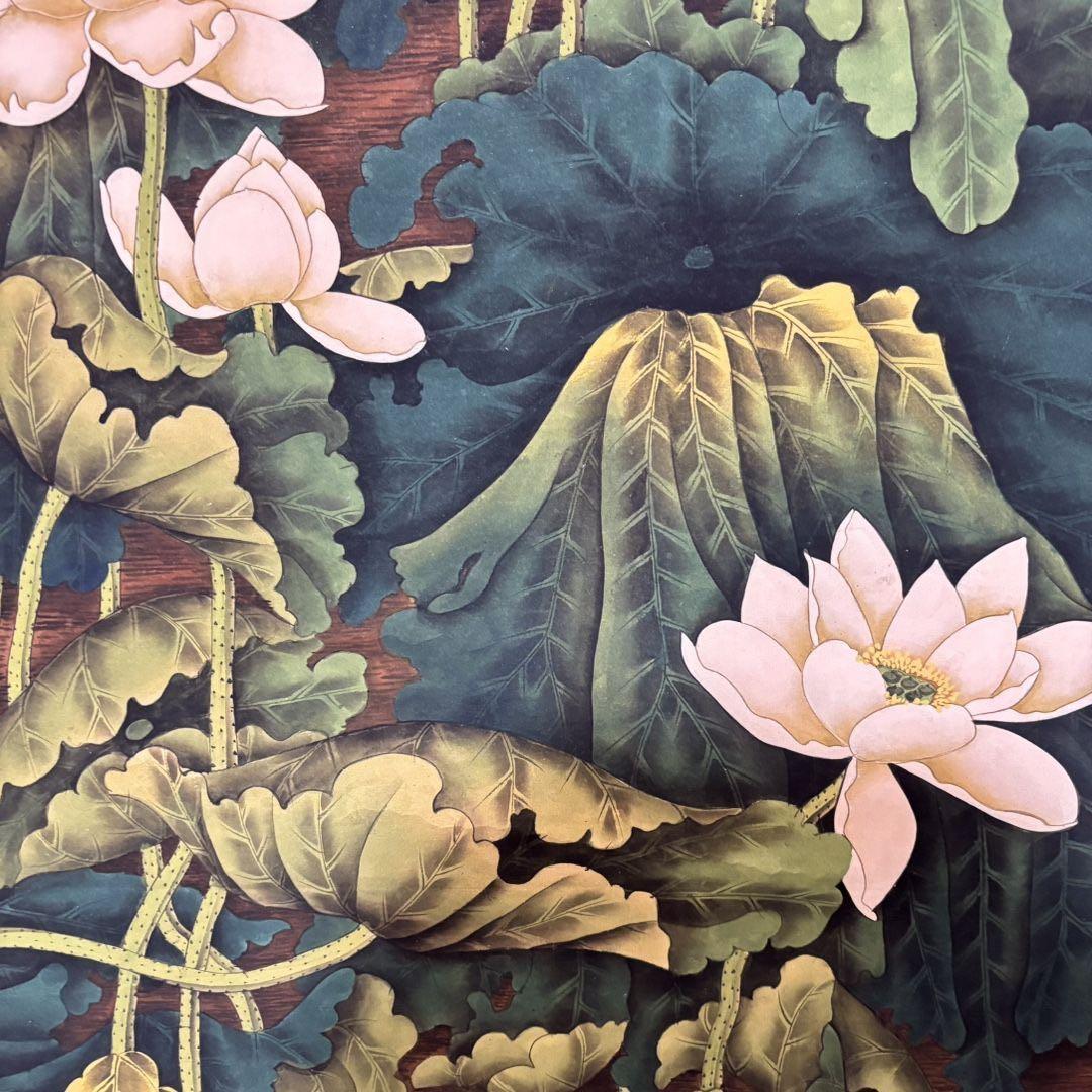 中国掛軸 張大千 百荷図 中堂掛け軸 中国画 花鳥画 蓮花図 和室インテリア